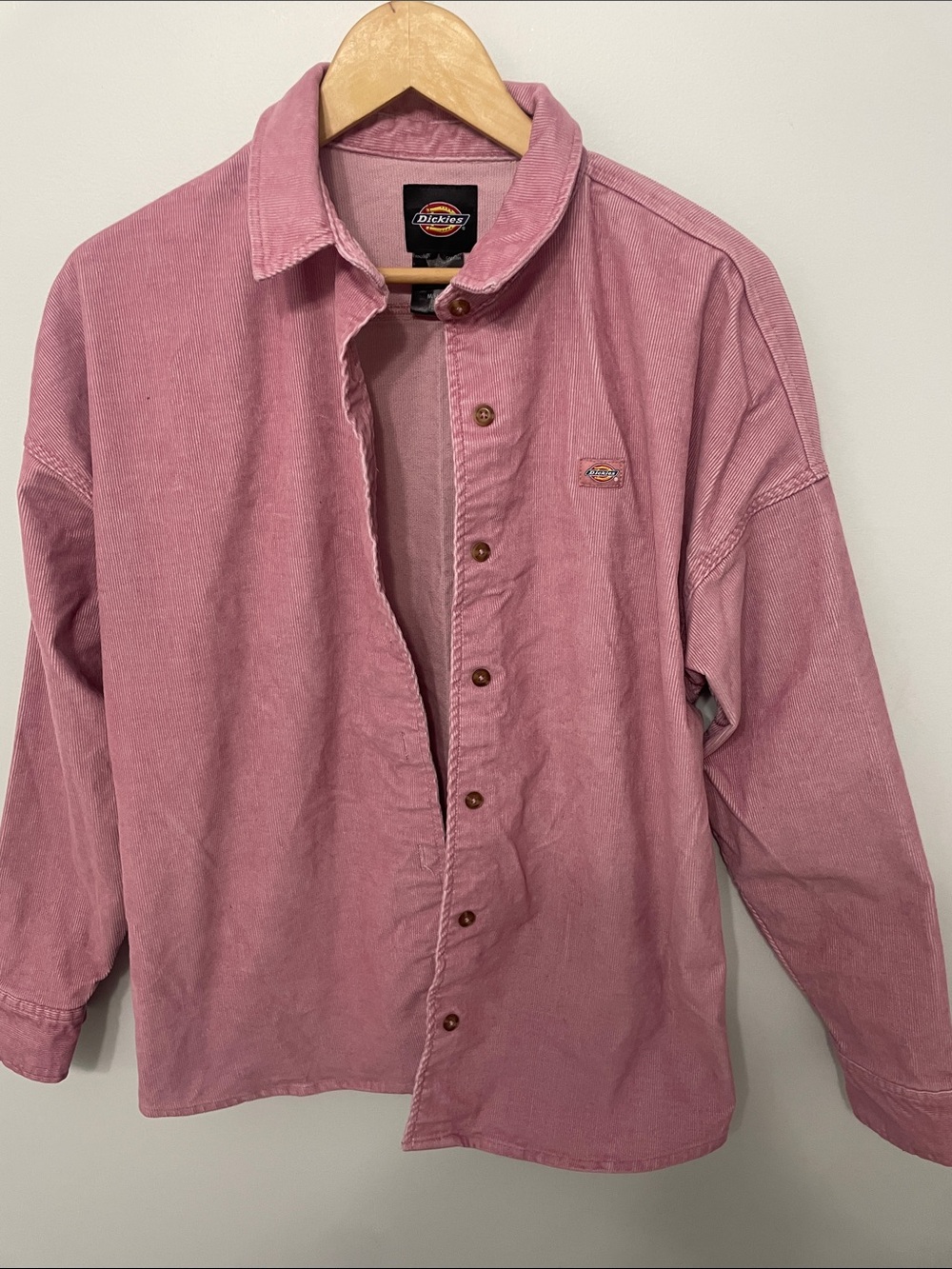 Dickies woman’s Rose Pink Corduroy Button-Down Shirt